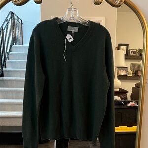 Qi Men's Deep Green V-Neck Sweater